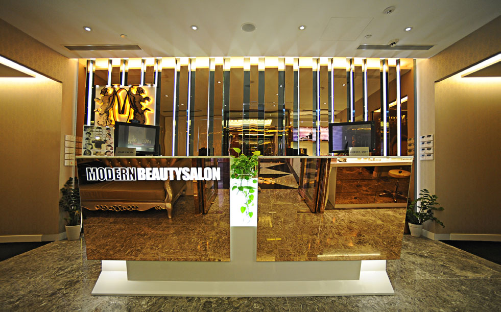 Modern Beauty Salon Gold Theme Front Desk